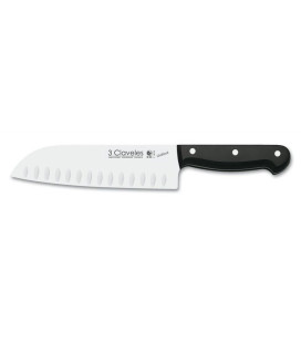 3 CLAVELES cuchillo santoku UNIBLOCK acero inoxidable MoV 01125