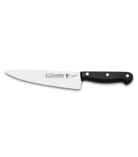 3 CLAVELES cuchillo cocinero UNIBLOCK acero inoxidable MoV remachado