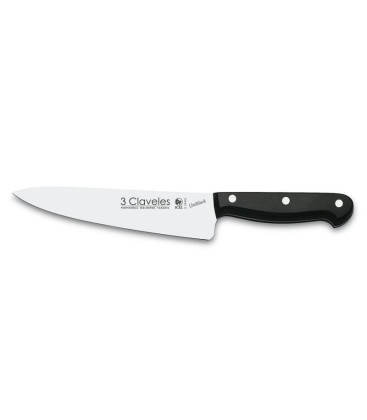 3 CLAVELES cuchillo cocinero UNIBLOCK acero inoxidable MoV remachado