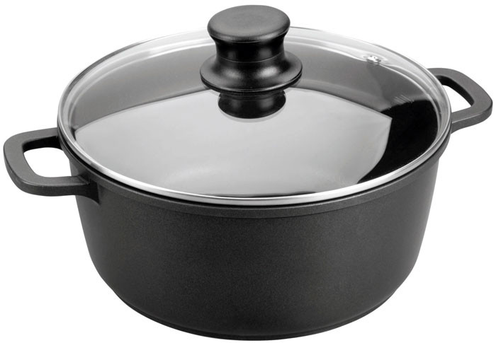 Cacerola Aluminio Fundido Redonda con Tapa de Cristal Forte
