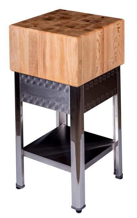 Tajo de madera con soporte de acero inoxidable de Tajos Herráiz