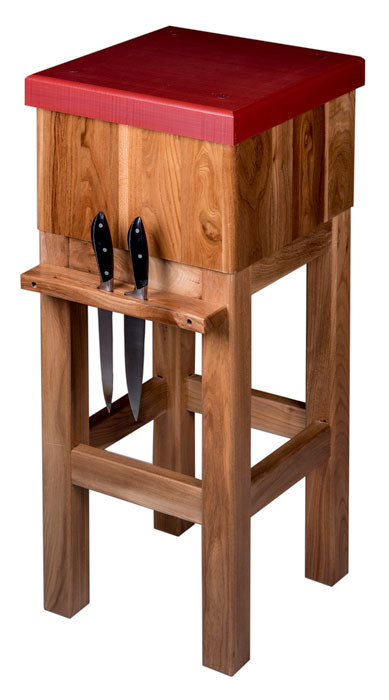 Tajo de madera y polietileno con soporte de madera de Tajos Herráiz