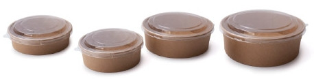 Pack ensaladera kraft con tapa PET de Betik (250 pzas)