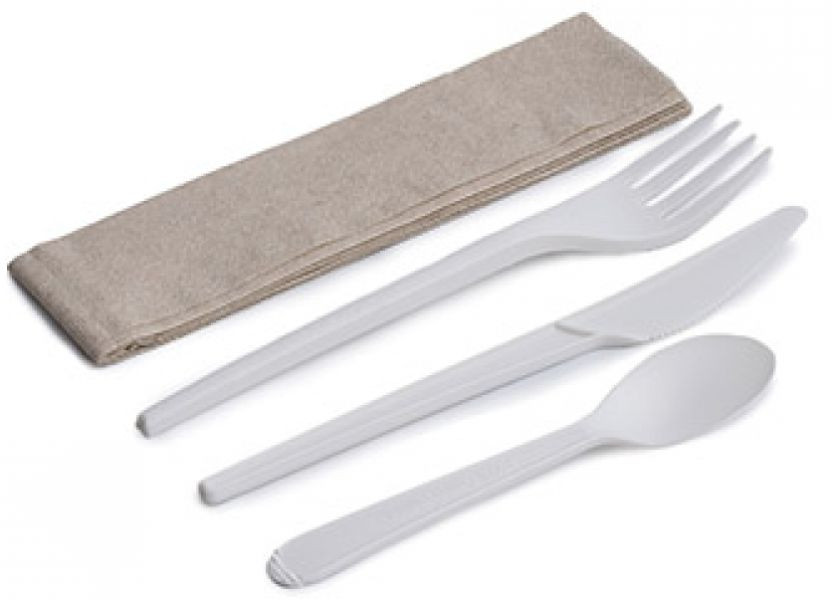Pack juego cubiertos CPLA + servilleta kraft de Betik (500 pzas)