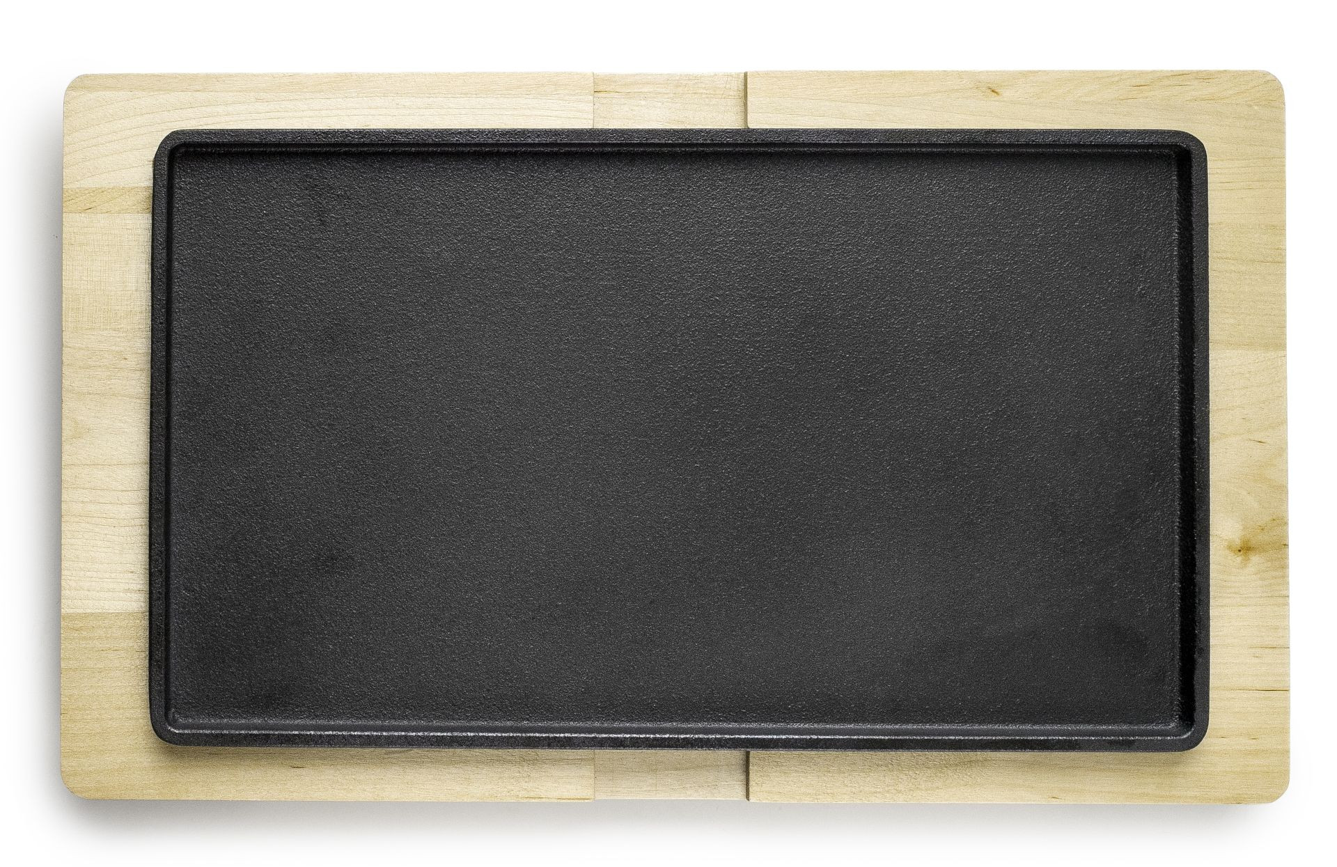 Plato de hierro fundido rectangular + base de madera de Ibili