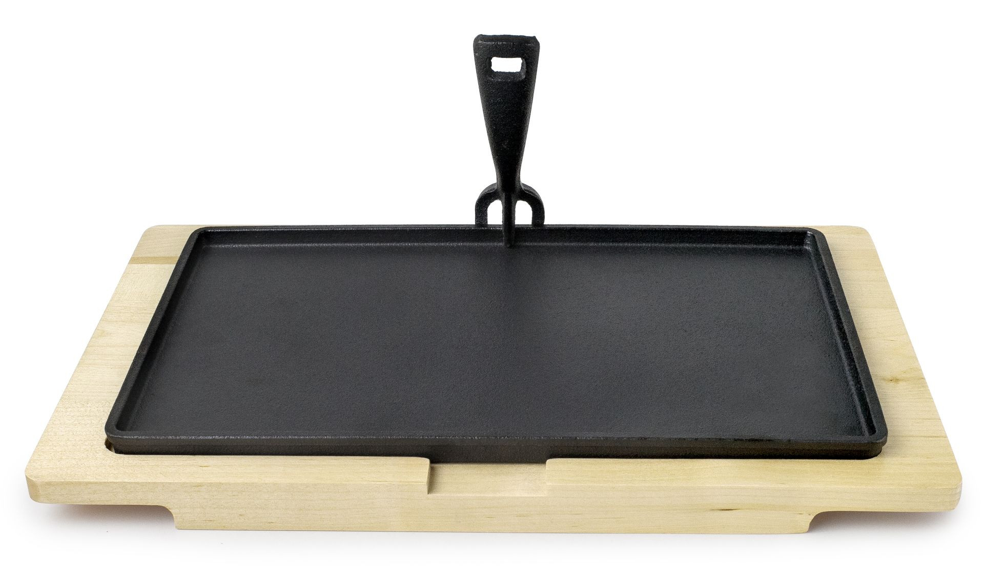 Plato de hierro fundido rectangular + base de madera de Ibili