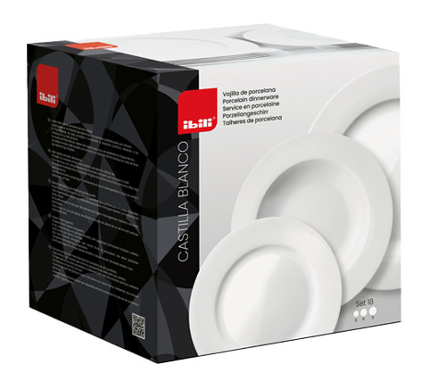 Set 18 piezas vajilla porcelana CASTILLA BLANCO de Ibili