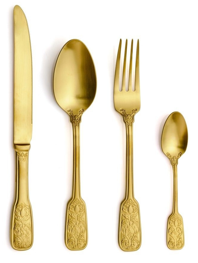 Estuche 24 piezas cubertería VERSAILLES SATIN ORO acero 18/10 de Comas