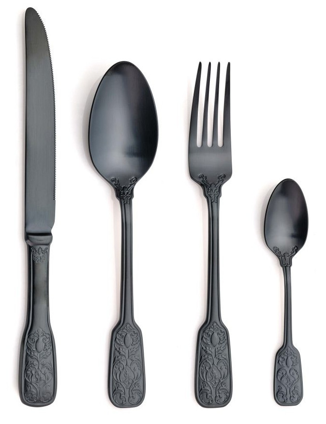 Estuche 24 piezas cubertería VERSAILLES SATIN NEGRO acero 18/10 de Comas