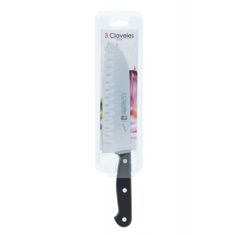 3 CLAVELES cuchillo santoku UNIBLOCK acero inoxidable MoV 01125