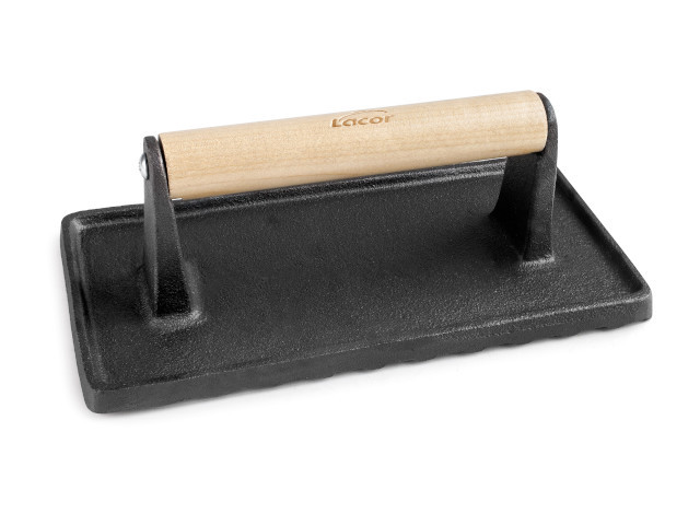 LACOR prensa hamburguesas rectangular hierro fundido y abedul 25863