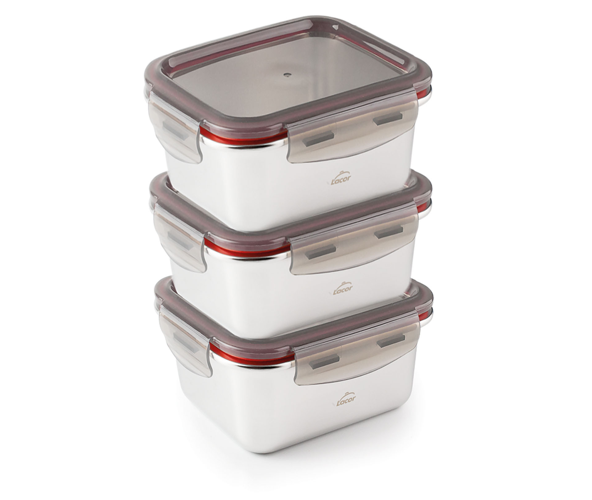 LACOR set tres recipientes ECOINOX acero 18/10 260 ml