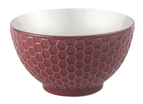 IBILI set 6 boles gres esmaltado HEXAGON RED 13.4 cm 550 ml 688003