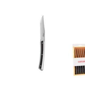COMAS set 6 cuchillos chuleteros K2 negro estuche madera