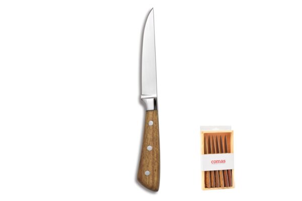 COMAS set 6 cuchillos chuleteros MONTBLANC estuche madera