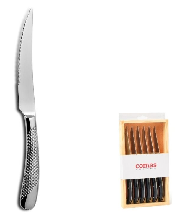 COMAS set 6 cuchillos chuleteros geometric estuche madera